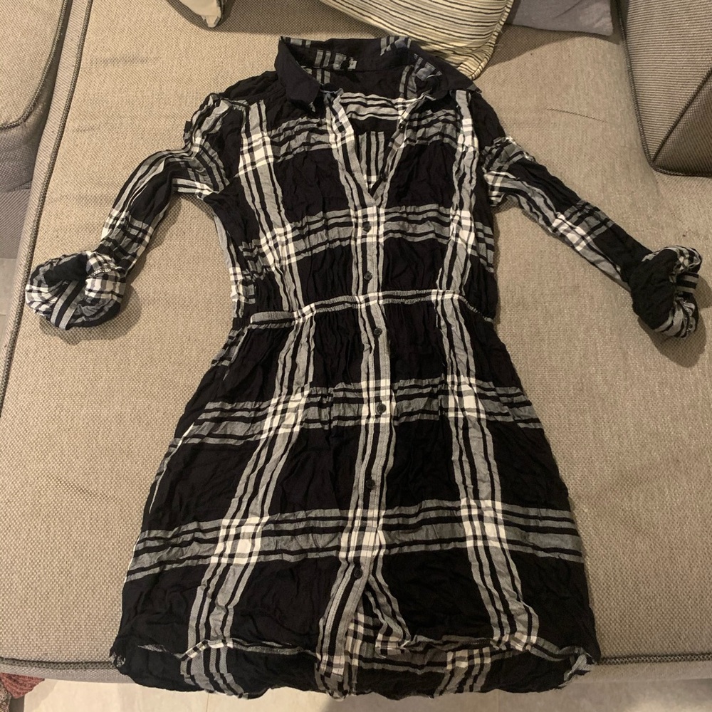 worn 1x express b&w plaid dress - Picture 2 of 4